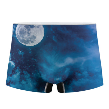 Night Sky And Moonlight Print Men's Boxer Briefs