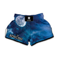 Night Sky And Moonlight Print Muay Thai Boxing Shorts