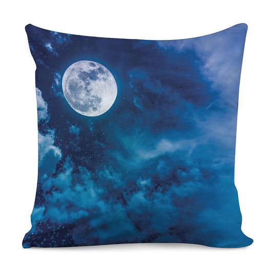 Night Sky And Moonlight Print Pillow Cover