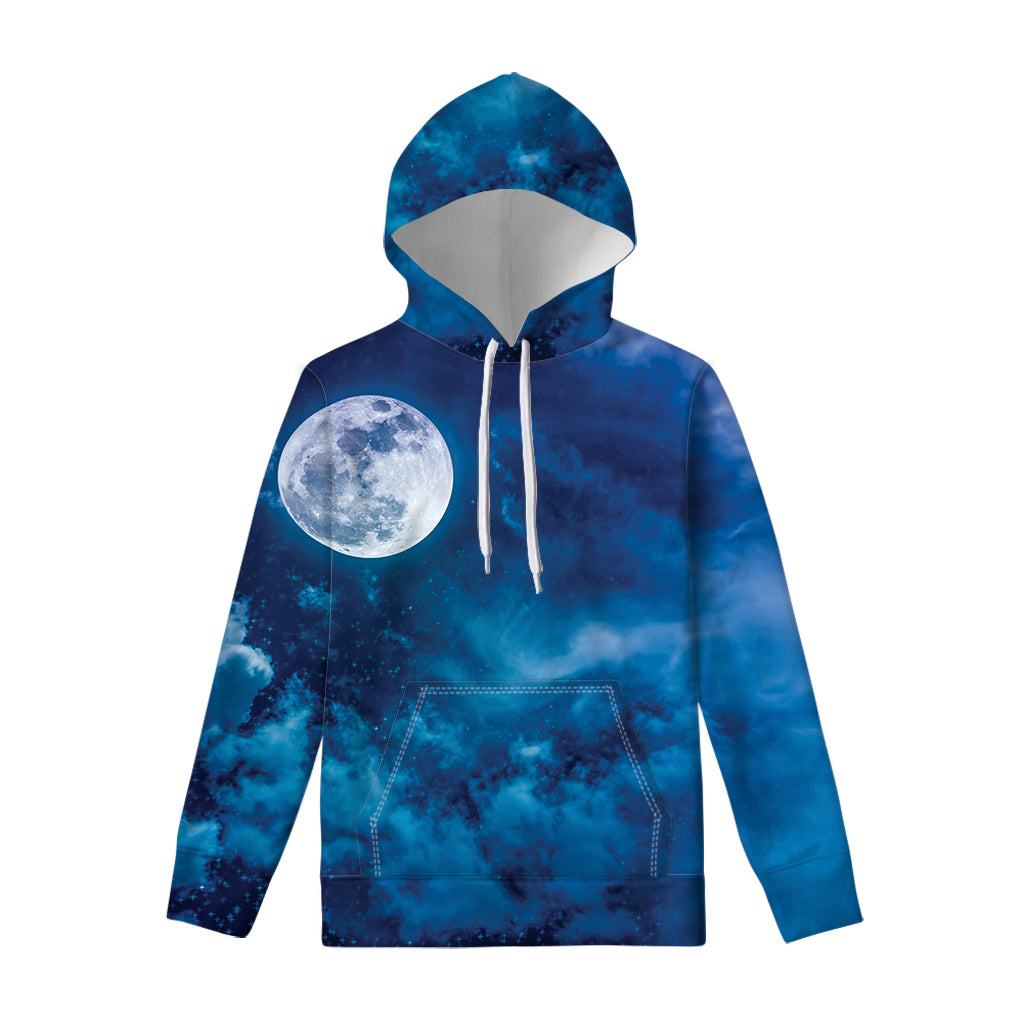 Night Sky And Moonlight Print Pullover Hoodie