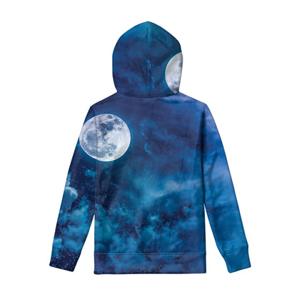 Night Sky And Moonlight Print Pullover Hoodie