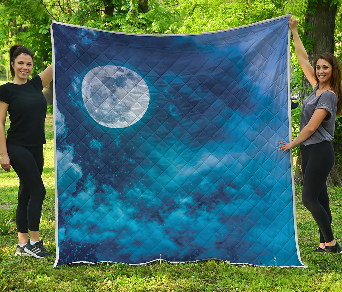 Night Sky And Moonlight Print Quilt