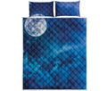 Night Sky And Moonlight Print Quilt Bed Set