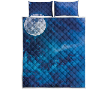 Night Sky And Moonlight Print Quilt Bed Set
