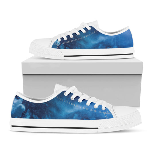 Night Sky And Moonlight Print White Low Top Shoes