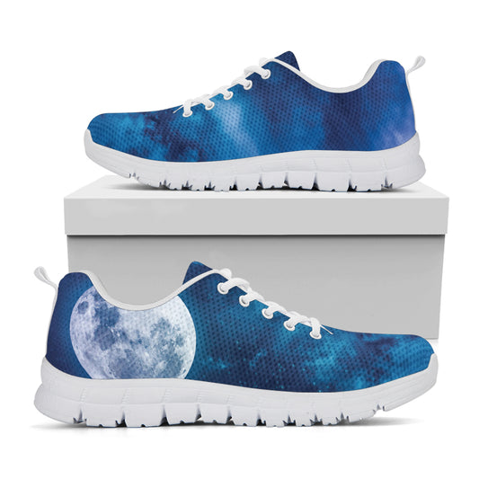 Night Sky And Moonlight Print White Sneakers