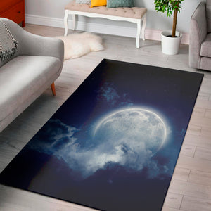 Night Sky Full Moon Print Area Rug