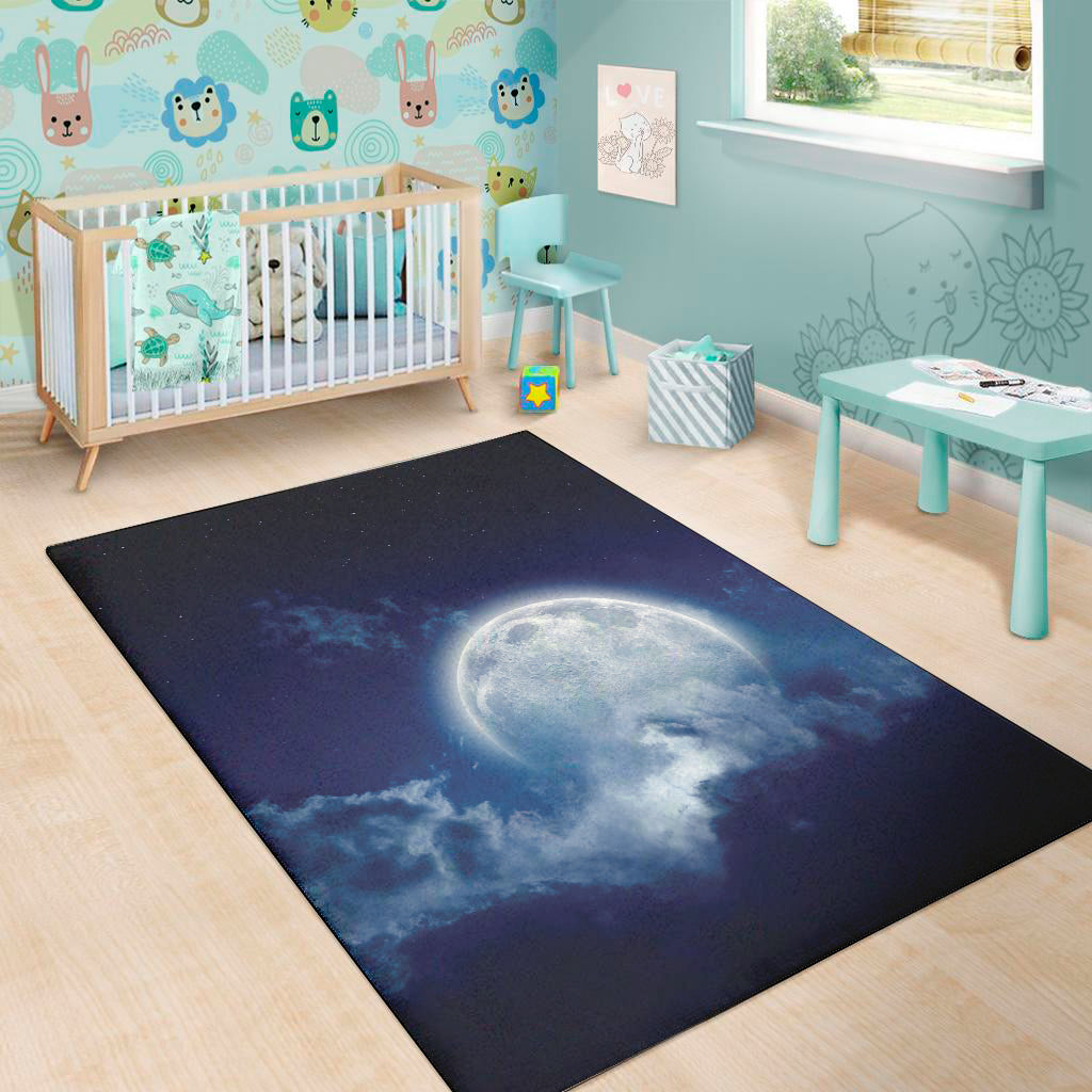 Night Sky Full Moon Print Area Rug