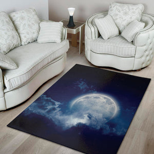 Night Sky Full Moon Print Area Rug