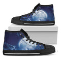 Night Sky Full Moon Print Black High Top Sneakers