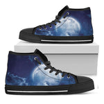 Night Sky Full Moon Print Black High Top Shoes