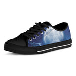 Night Sky Full Moon Print Black Low Top Shoes