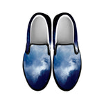 Night Sky Full Moon Print Black Slip On Shoes