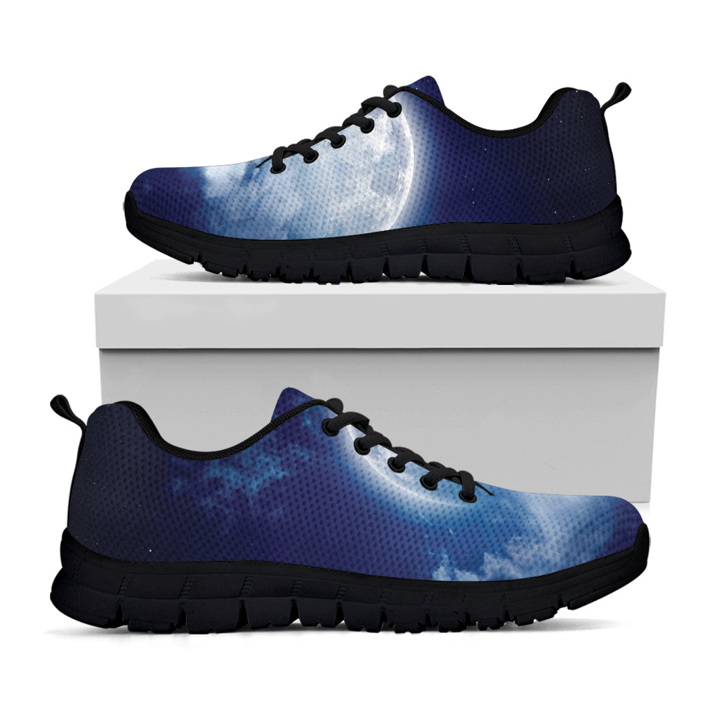 Night Sky Full Moon Print Black Sneakers