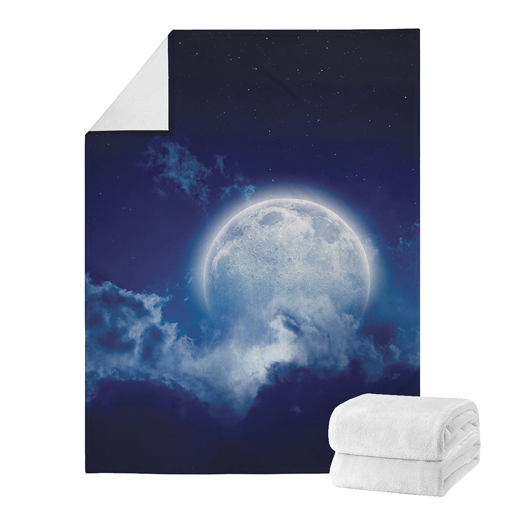 Night Sky Full Moon Print Blanket