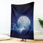 Night Sky Full Moon Print Blanket