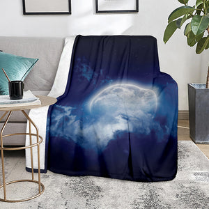 Night Sky Full Moon Print Blanket