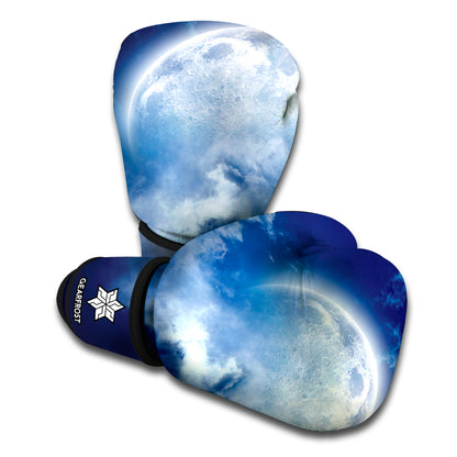 Night Sky Full Moon Print Boxing Gloves
