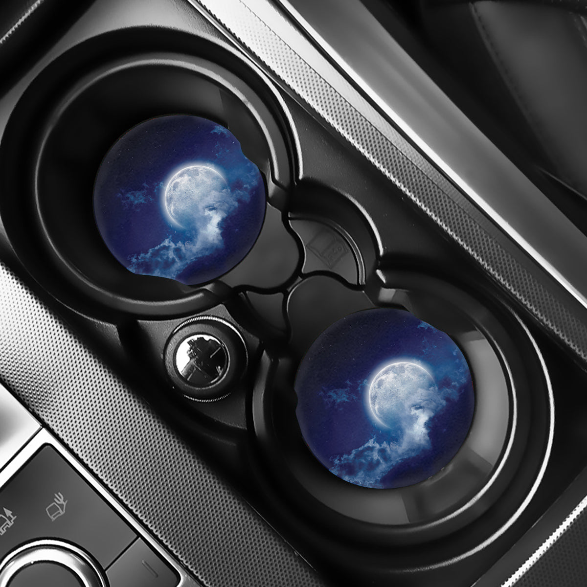 Night Sky Full Moon Print Car Coasters