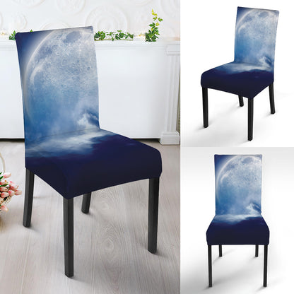 Night Sky Full Moon Print Dining Chair Slipcover
