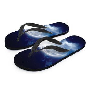 Night Sky Full Moon Print Flip Flops