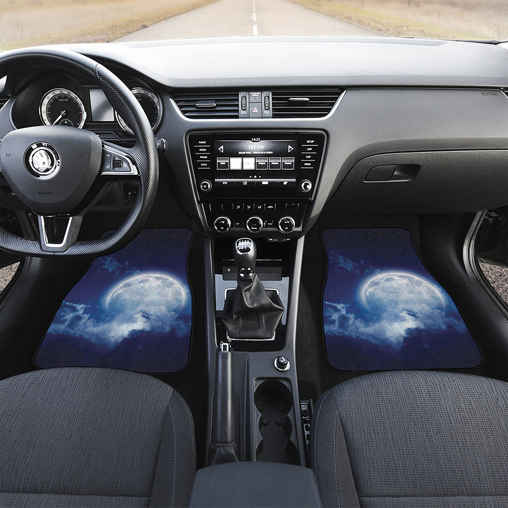 Night Sky Full Moon Print Front and Back Car Floor Mats