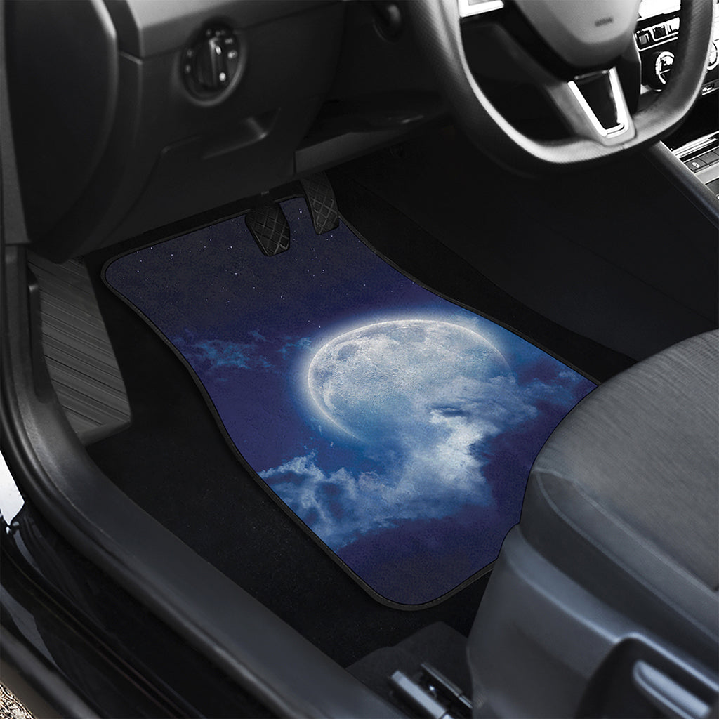 Night Sky Full Moon Print Front and Back Car Floor Mats