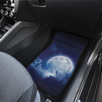 Night Sky Full Moon Print Front and Back Car Floor Mats