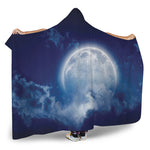 Night Sky Full Moon Print Hooded Blanket