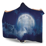 Night Sky Full Moon Print Hooded Blanket