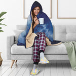 Night Sky Full Moon Print Hooded Blanket