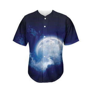 Night Sky Full Moon Print Men's Baseball Jersey