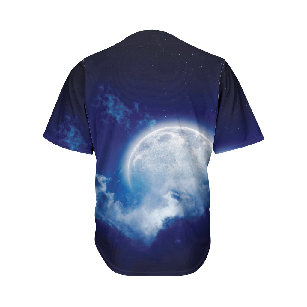 Night Sky Full Moon Print Men's Baseball Jersey