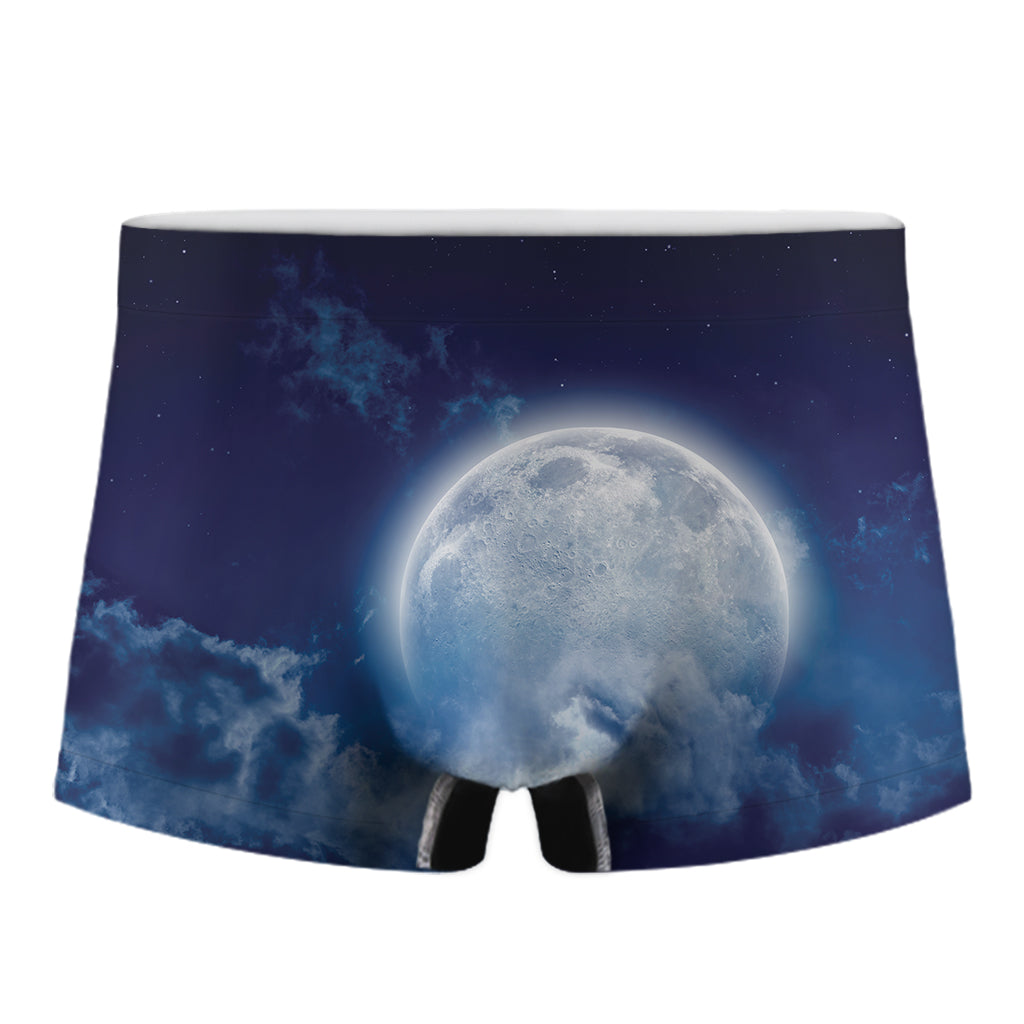 Night Sky Full Moon Print Men's Boxer Briefs