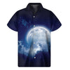 Night Sky Full Moon Print Men's Short Sleeve Shirt