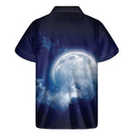 Night Sky Full Moon Print Men's Short Sleeve Shirt