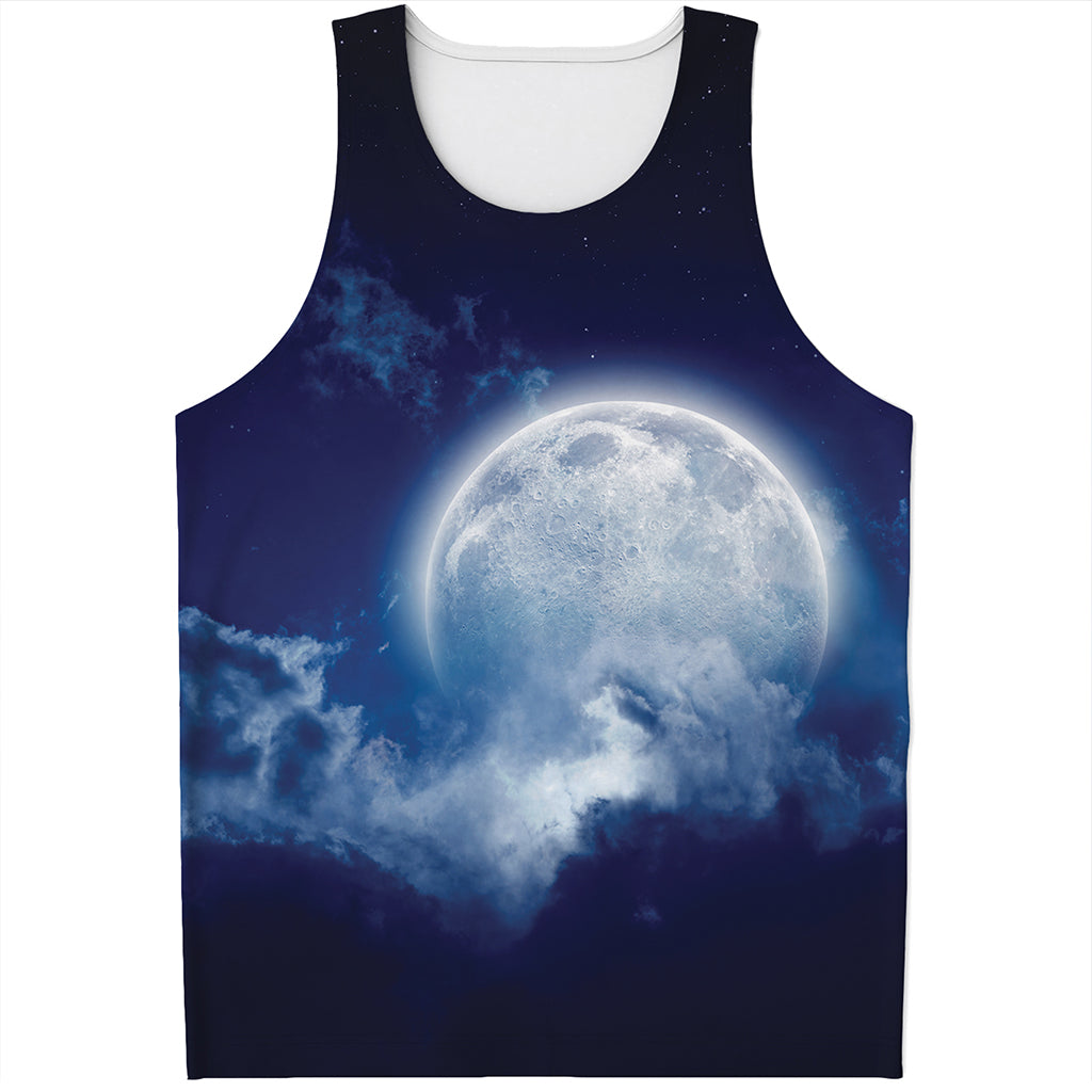 Night Sky Full Moon Print Men's Tank Top