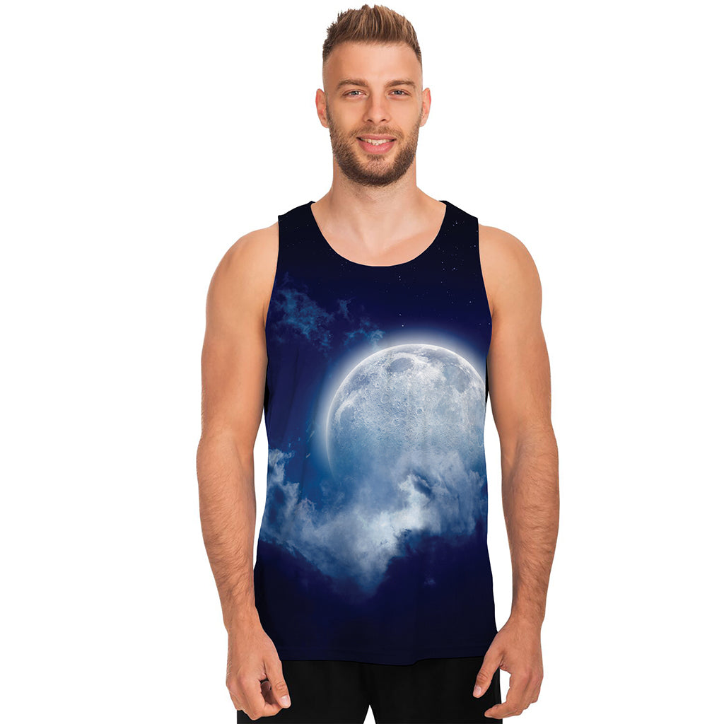 Night Sky Full Moon Print Men's Tank Top