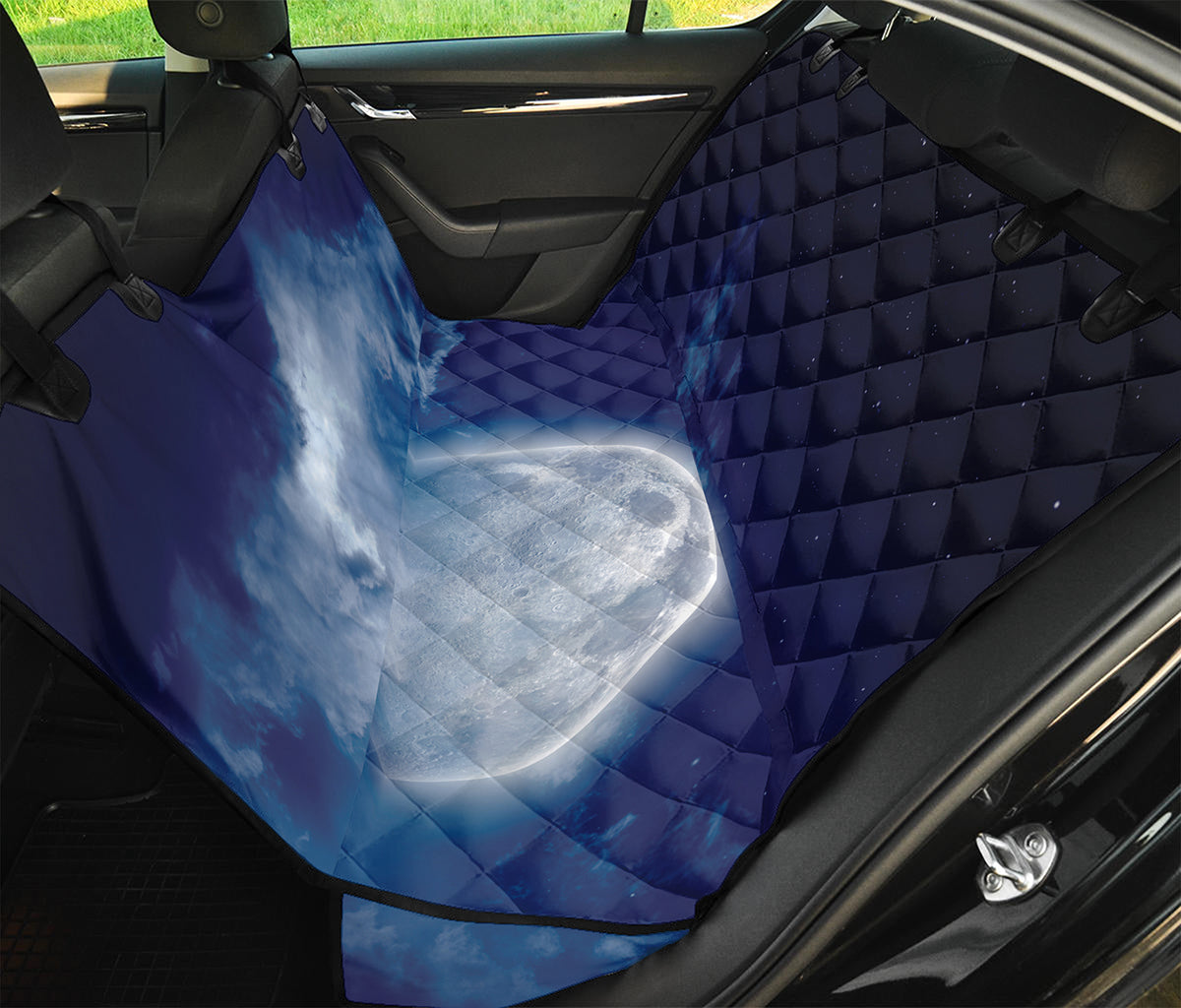 Night Sky Full Moon Print Pet Car Back Seat Cover