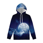 Night Sky Full Moon Print Pullover Hoodie