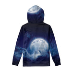 Night Sky Full Moon Print Pullover Hoodie