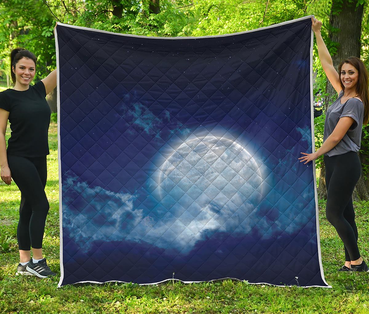 Night Sky Full Moon Print Quilt