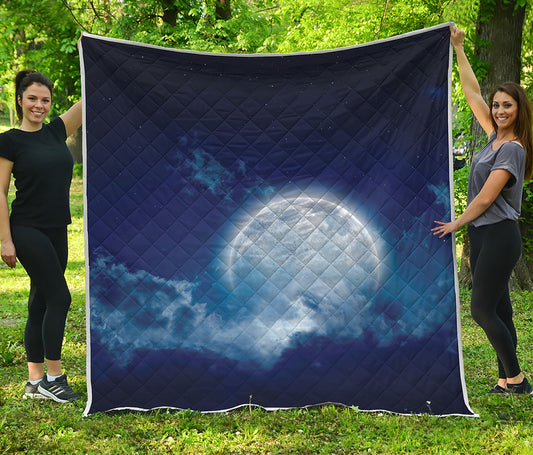 Night Sky Full Moon Print Quilt