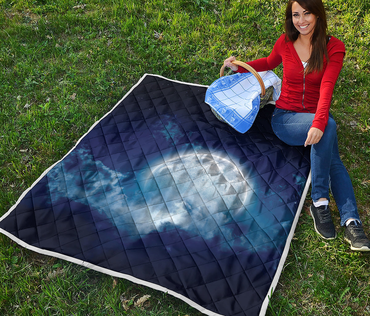 Night Sky Full Moon Print Quilt