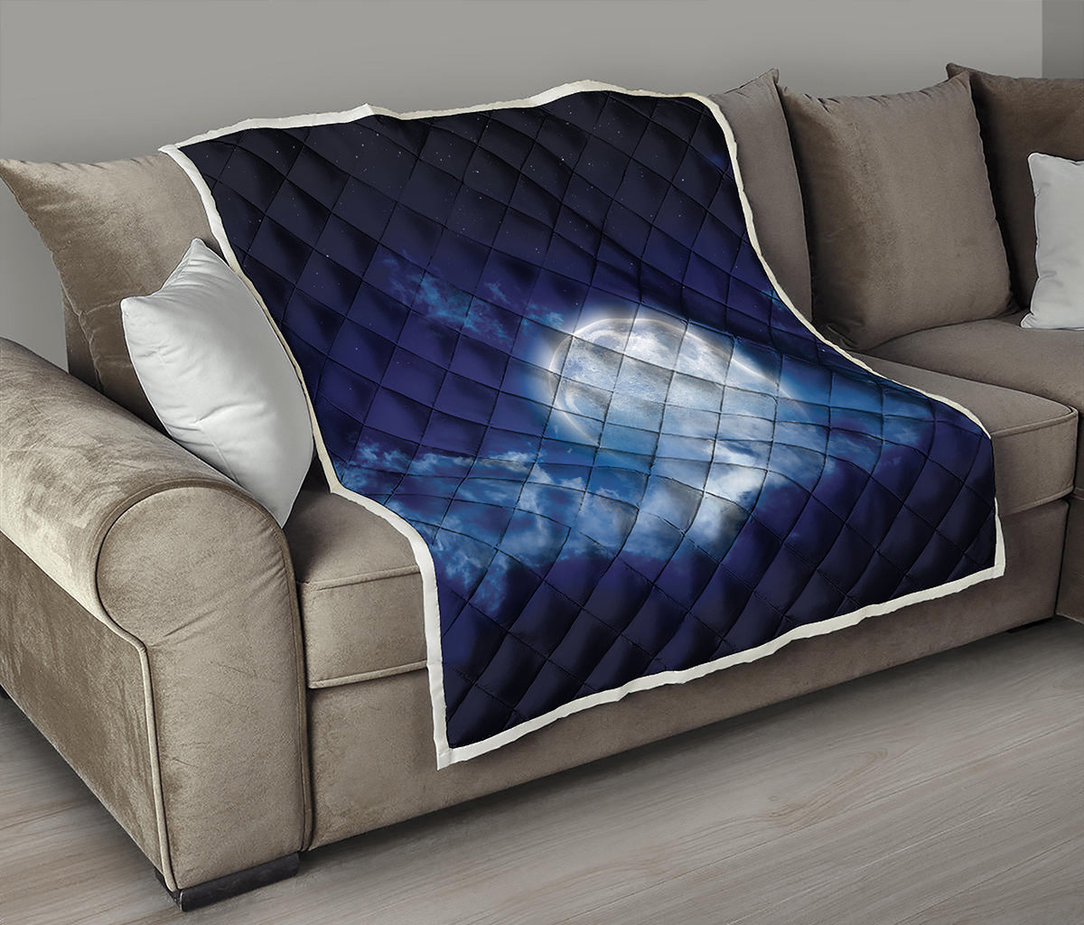 Night Sky Full Moon Print Quilt