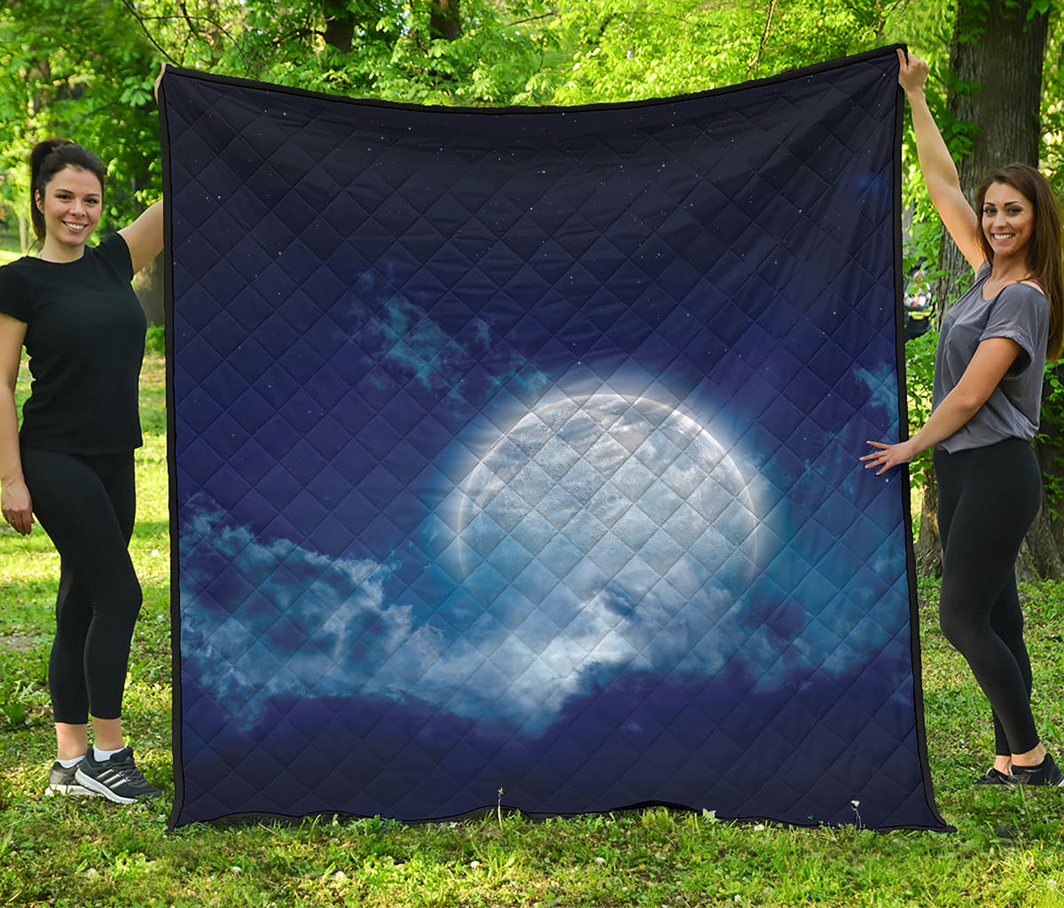 Night Sky Full Moon Print Quilt