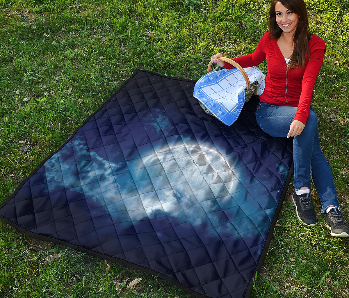 Night Sky Full Moon Print Quilt