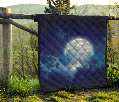 Night Sky Full Moon Print Quilt