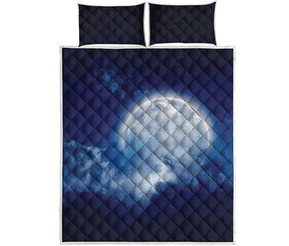 Night Sky Full Moon Print Quilt Bed Set