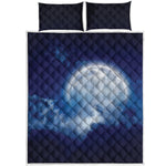 Night Sky Full Moon Print Quilt Bed Set